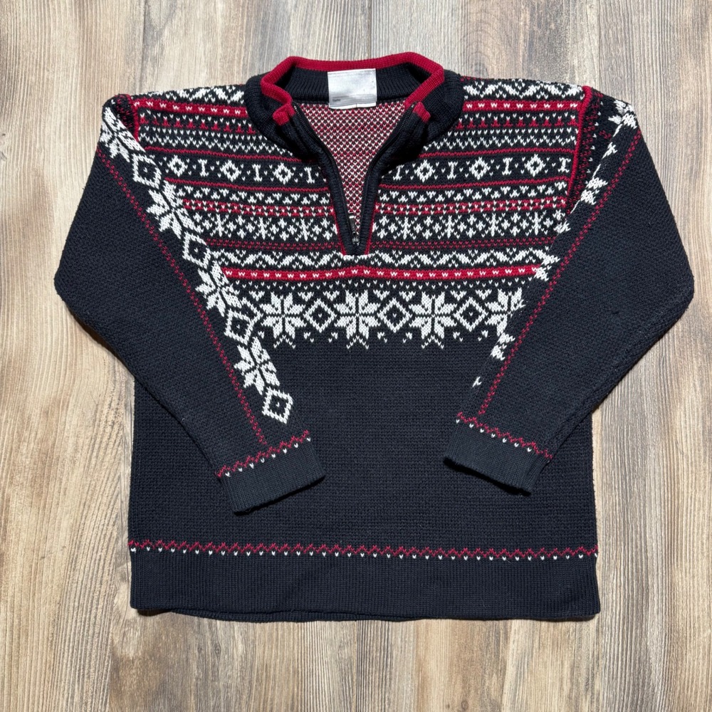 Vintage Hanna Andersson Sweater Navy Red Fair Isle Nordic Cabincore